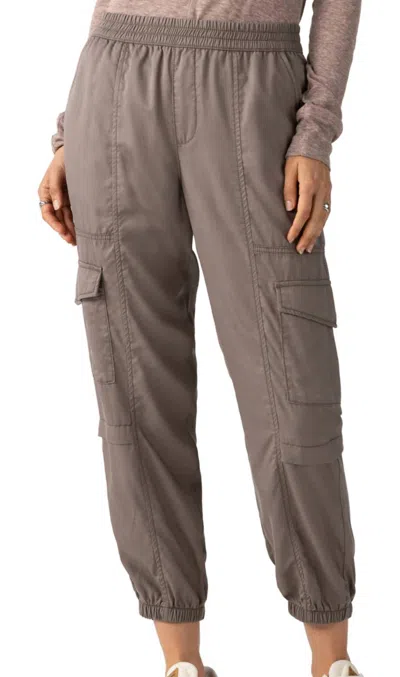 Sanctuary All The Way Soft Cargo Jogger Pants In Coco In Gray
