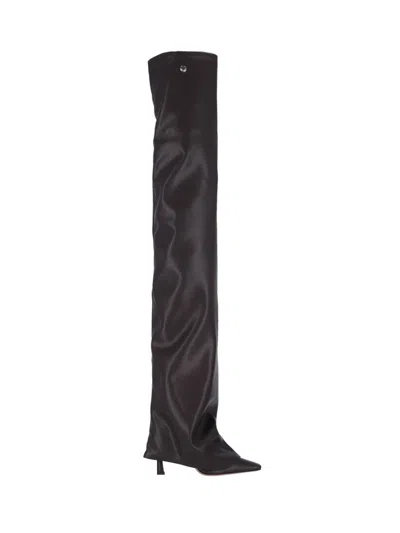 Attico Knee-high Boots With Pointed Toe And Stiletto Heel In Brown
