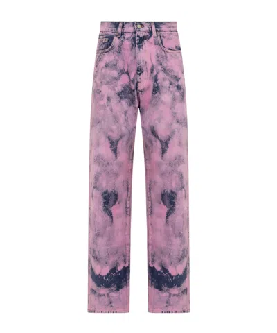 Darkpark Denim Trouser With Bleached Effect In Pink