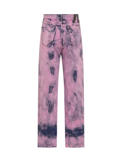 Darkpark Denim Trouser With Bleached Effect In Pink