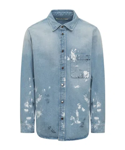 Darkpark Light Blue Regular Printed Shirt In Blue