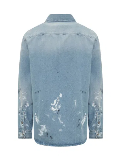 Darkpark Light Blue Regular Printed Shirt In Blue