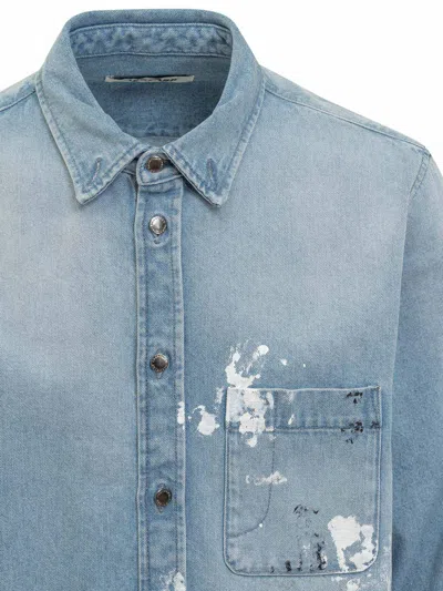 Darkpark Light Blue Regular Printed Shirt In Blue