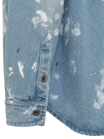 Darkpark Light Blue Regular Printed Shirt In Blue