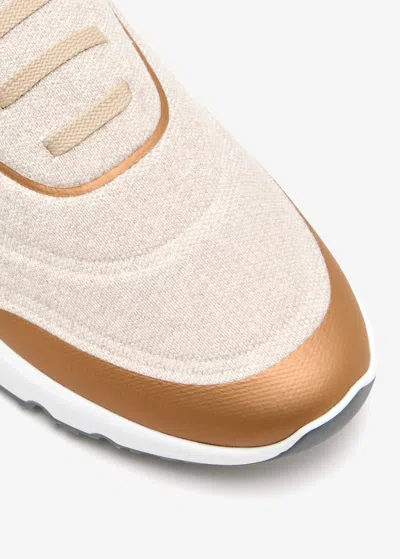 Brunello Cucinelli Canvas Sneakers With Contrasting Toe Cap In White