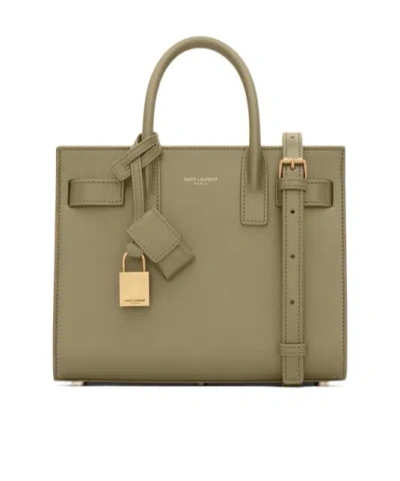 Saint Laurent Sac De Jour Nano Leather Top Handle Bag In Green