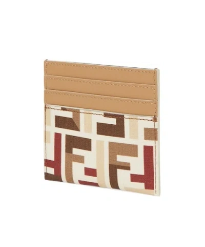 Fendi Roma Ff Fabric Card Holder Accessories In Brown