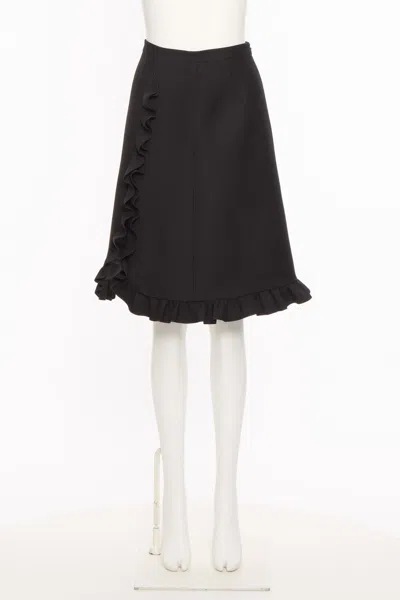 Valentino Zip-up Ruffled Midi Skirt In Black