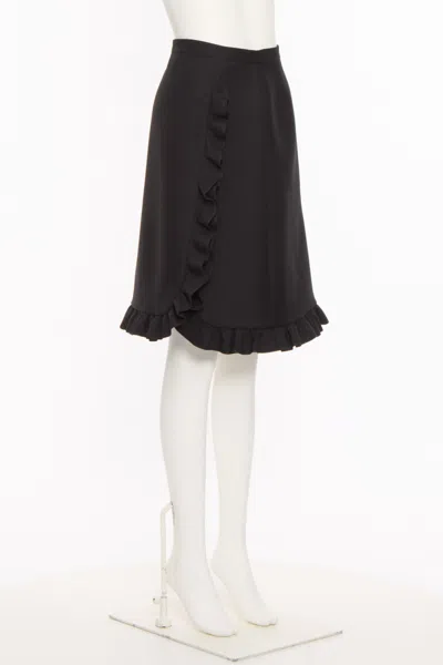 Valentino Zip-up Ruffled Midi Skirt In Black