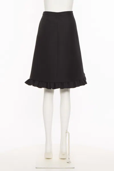 Valentino Zip-up Ruffled Midi Skirt In Black