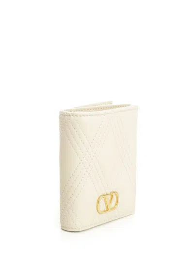 Valentino Quilted 67 Leather Wallet In Neutral