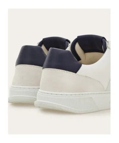 Ferragamo Alaska Leather And Suede Sneaker With Gancini Detail In White