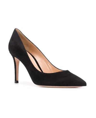 Gianvito Rossi Black Chamois Leather Pumps With Heel In Black