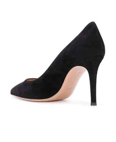 Gianvito Rossi Black Chamois Leather Pumps With Heel In Black