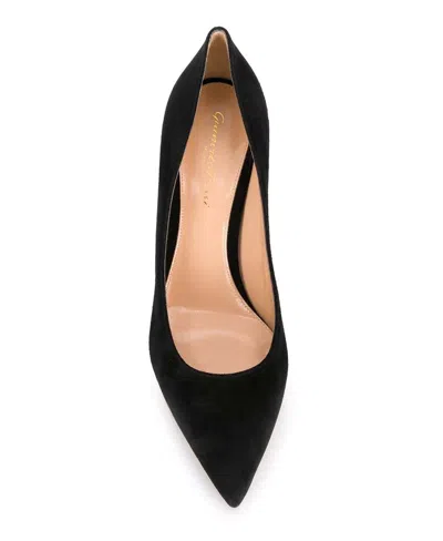 Gianvito Rossi Black Chamois Leather Pumps With Heel In Black