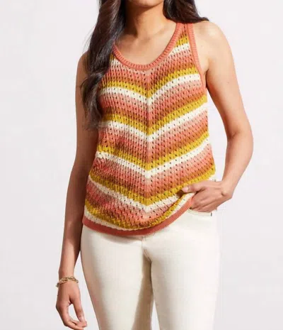 Tribal Crewneck Racer Back Sweater In Cyder Multi In Brown