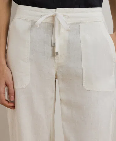 Ralph Lauren Petite 100% Linen Wide-leg Linen Pants In White