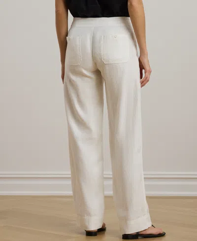 Ralph Lauren Petite 100% Linen Wide-leg Linen Pants In White