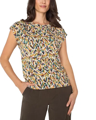 Liverpool Los Angeles Cap Sleeve Boatneck Top In Multi