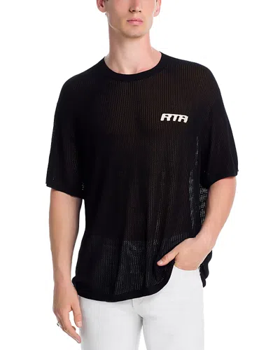 Rta Oversized Fit Graphic Logo Mesh Tee In Black