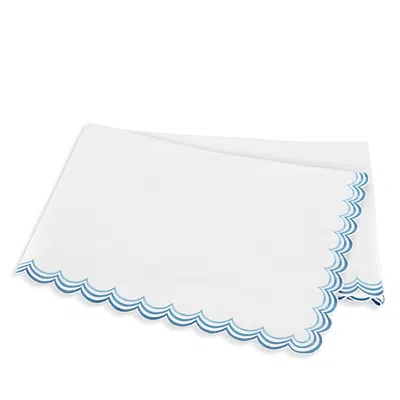 Matouk Stella Scalloped Embroidered Flat Sheet, King In Blue