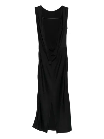 Another Tomorrow Draped-back Dress In Black
