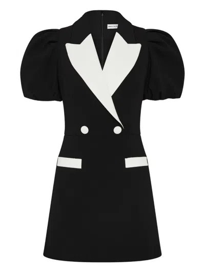Rebecca Vallance Womens Black And White Emma Puffed-sleeves Stretch-woven Mini Dress