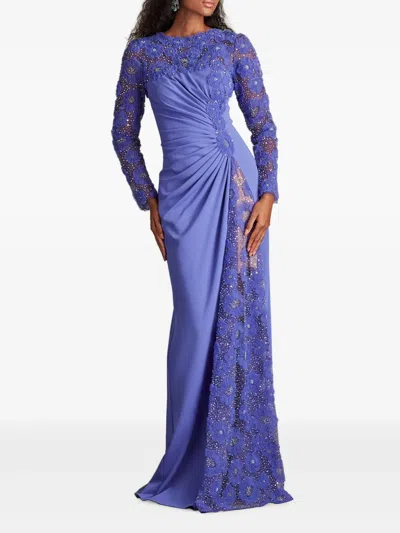 Tadashi Shoji Sequin Floral Embellished Long Sleeve Gown In Multi