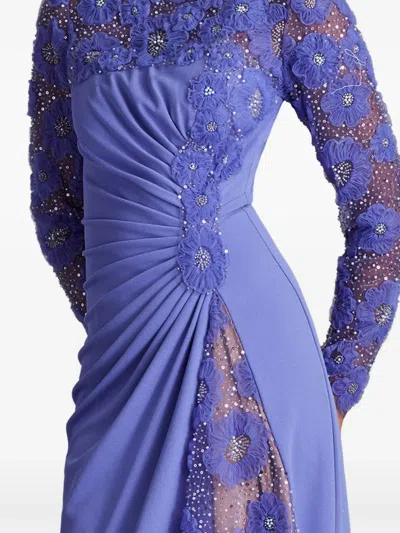 Tadashi Shoji Sequin Floral Embellished Long Sleeve Gown In Multi