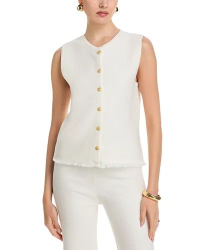 Kobi Halperin Tobias Sleeveless Fringed Button-down Sweater In White