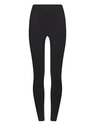 Wolford Ribbed Seamless Leggings Elastic Waistband In Black