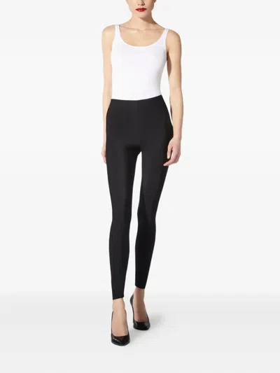 Wolford Ribbed Seamless Leggings Elastic Waistband In Black