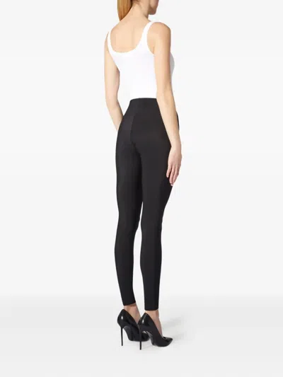 Wolford Ribbed Seamless Leggings Elastic Waistband In Black