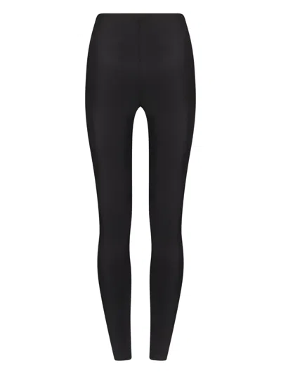 Wolford Ribbed Seamless Leggings Elastic Waistband In Black