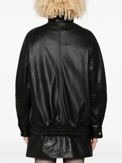 Nour Hammour Ariste Elastic-cuffed Leather Jacket In Black
