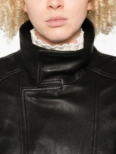 Nour Hammour Ariste Elastic-cuffed Leather Jacket In Black