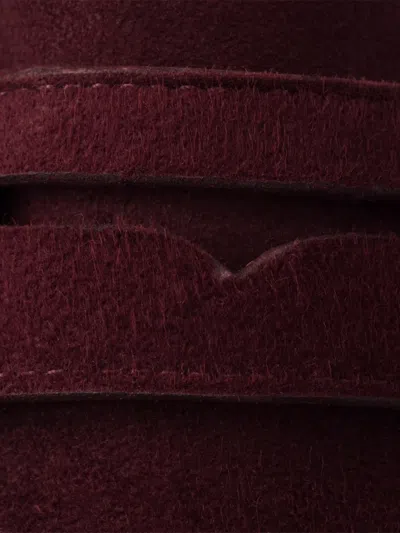 Prada Shuffle Antiqued Suede Loafers In Red