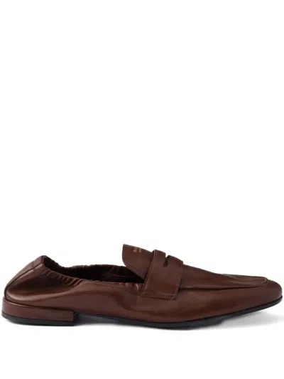 Prada Ruched Loafer Ld54 In Brown