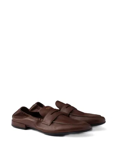 Prada Ruched Loafer Ld54 In Brown