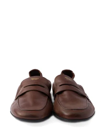 Prada Ruched Loafer Ld54 In Brown