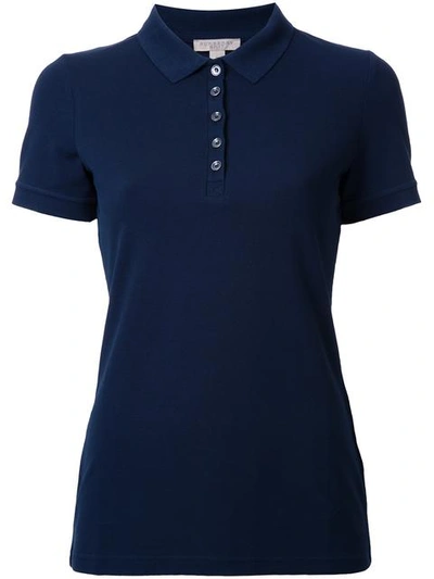 Burberry Check Trim Stretch Cotton Piqué Polo Shirt In Blue