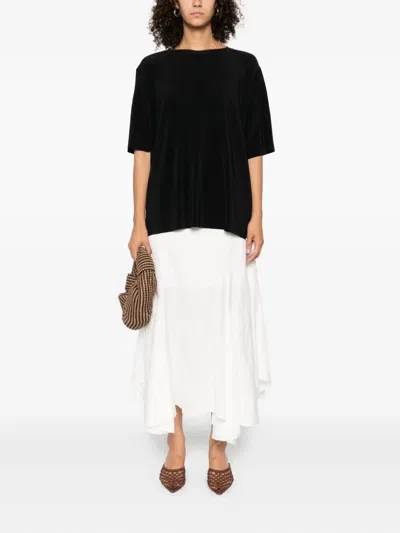 Herno Pleated Short-sleeve T-shirt In Black