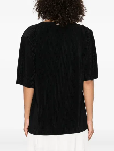 Herno Pleated Short-sleeve T-shirt In Black