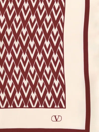Valentino Toute La V Silk Scarf In Red