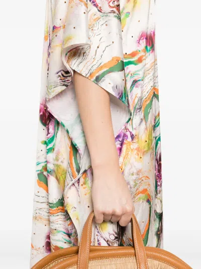 Dolci Follie Marble-print Kaftan Dress In Green