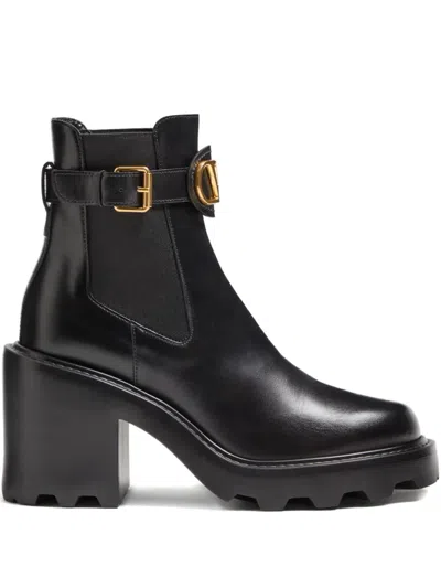 Valentino Garavani Vlogo Signature Ankle Boot In Calfskin 55mm Woman Black 40.5