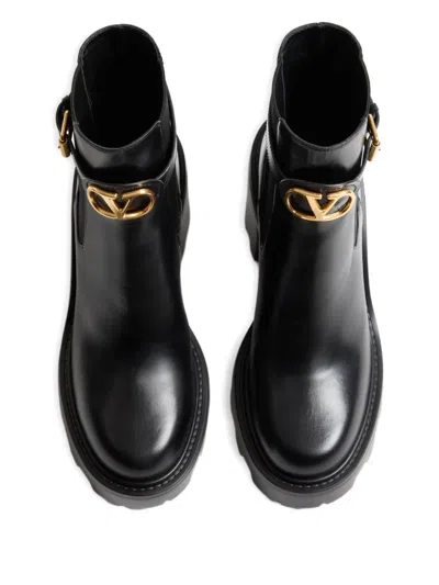 Valentino Garavani Vlogo Signature Ankle Boot In Calfskin 55mm Woman Black 40.5