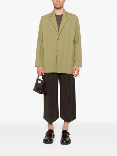 Issey Miyake Khaki Edge Ensemble Blazer In Green