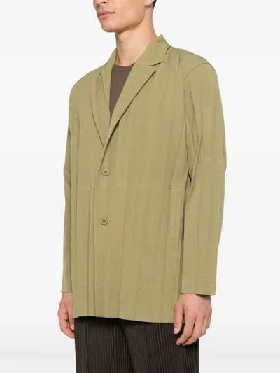 Issey Miyake Khaki Edge Ensemble Blazer In Green