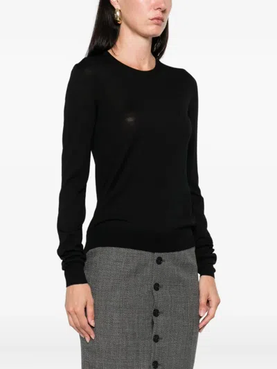 Saint Laurent Wool Crew Neck Sweater In Black